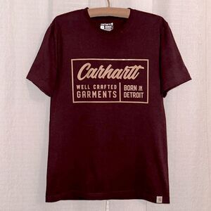 Carhartt S Burgundy Taupe Logo Relaxed Fit Short Sleeve Cotton Tee